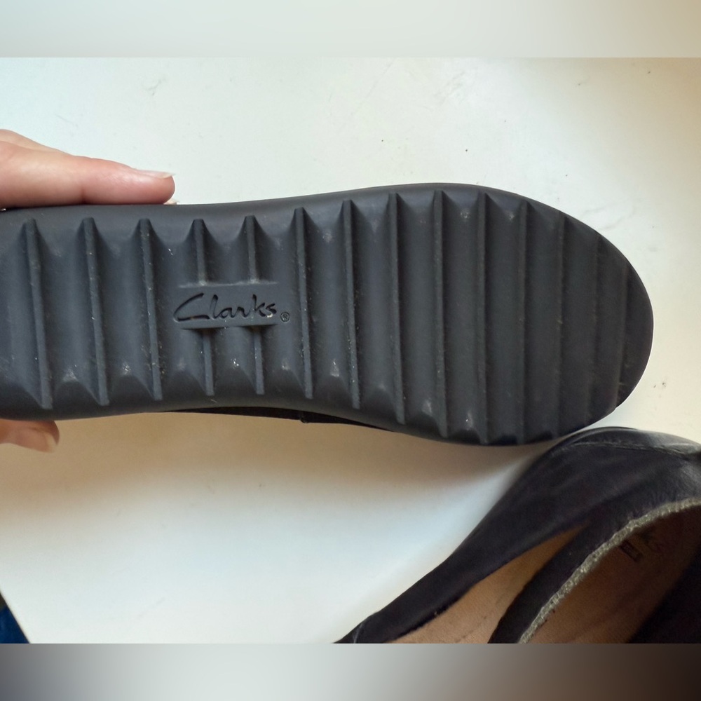 Clarks Collection Medora Nina Black Suede Flats with an Ankle Strap - Picture 6 of 8